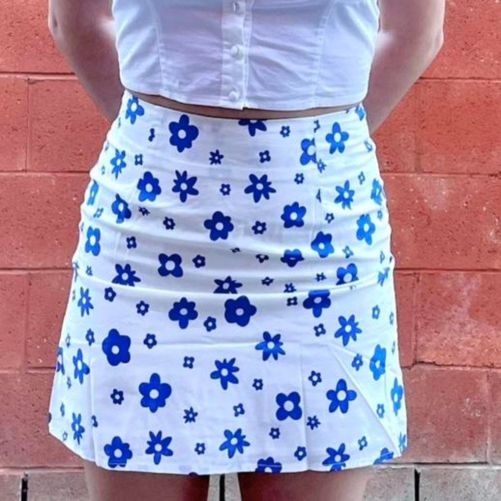 Princess Polly Blue Floral Mini Skirt Y2K 90s Daisy